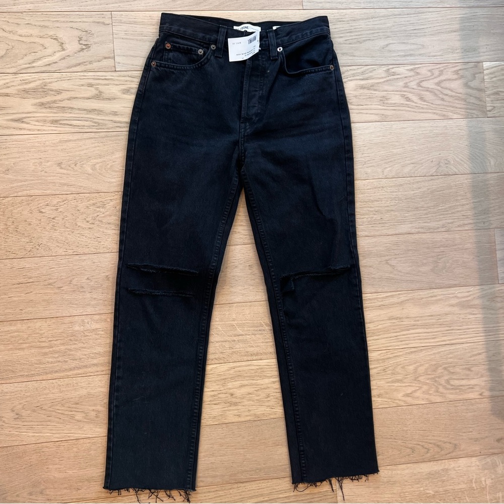 ReDone (Re/Done) stovepipe cropped raw hem in washed black NWT size 25